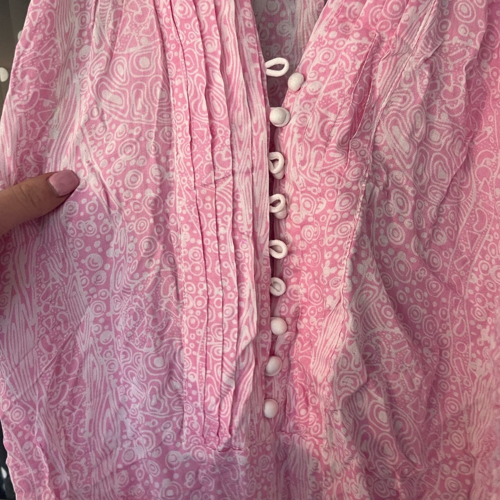 Petted Pink Patterned Romper - image 4